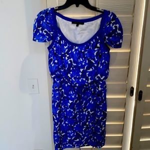 Blue floral silk drawstring dress